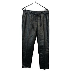 LOFT Womens Black Silver Metallic Sparkle Belted Crop Dress Pants 8P Petite